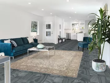 Muted Distressed Tabriz Persian Area Rug 6x9