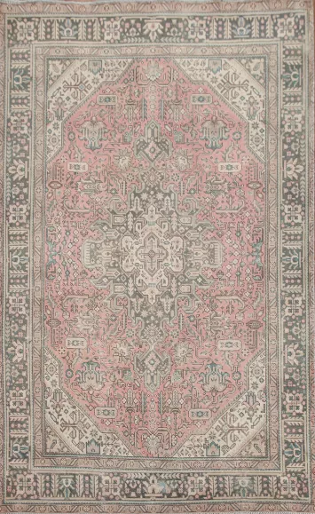 Distressed Pink Tabriz Persian Area Rug 6x9