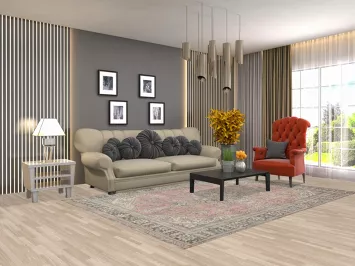 Distressed Pink Tabriz Persian Area Rug 6x9