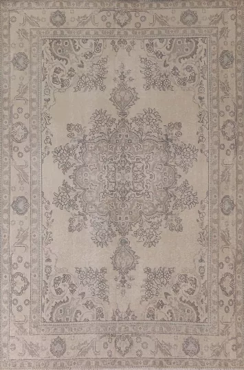 Distressed Wool Tabriz Persian Area Rug 6x9