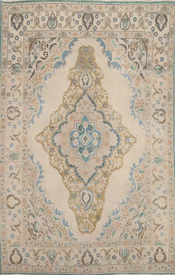 Vintage Wool Tabriz Persian Area Rug 7x9
