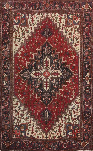 Geometric Red Heriz Persian Area Rug 6x9