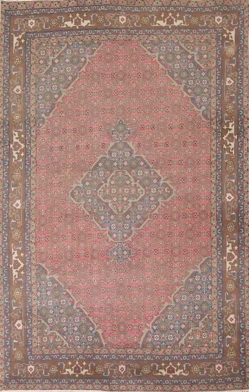 Pink Geometric Ardebil Persian Area Rug 7x10