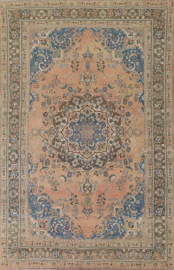 Handmade Wool Mashad Persian Area Rug 6x9