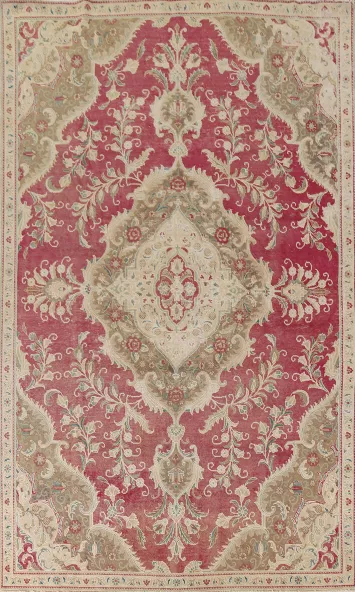 Vintage Floral Tabriz Persian Area Rug 7x11