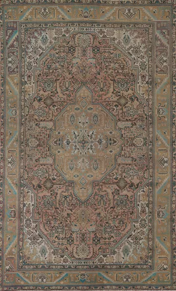 Geometric Wool Tabriz Persian Area Rug 6x10