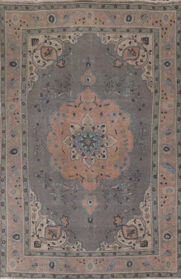 Gray Over-Dye Tabriz Persian Area Rug 7x10