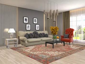 Handmade Wool Heriz Persian Area Rug 7x11