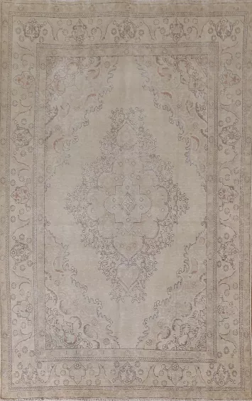 Distressed Wool Tabriz Persian Area Rug 7x10