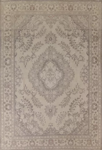 Distressed Wool Tabriz Persian Area Rug 10x12