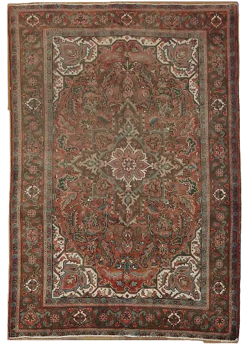 Vintage Geometric Red Heriz Persian Area Rug 7x10