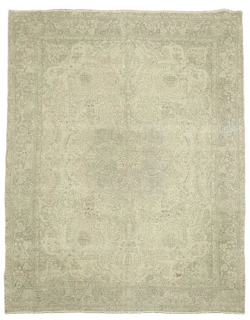 Vintage Muted Color Distressed Tabriz Persian Area Rug 10x12