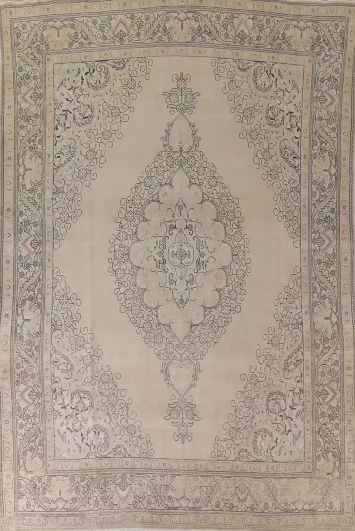 Distressed Wool Tabriz Persian Area Rug 9x12