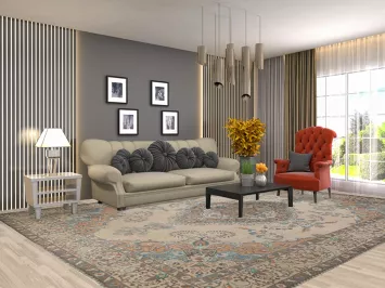 Distressed Over-Dyed Tabriz Persian Area Rug 10x13