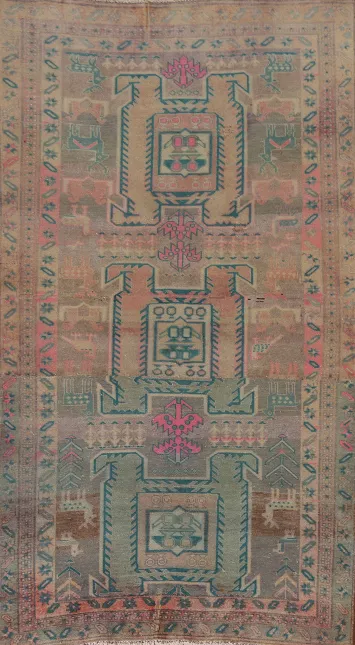 Vintage Tribal Ardebil Persian Rug 4x7