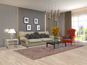 Vintage Wool Ardebil Persian Area Rug 5x11