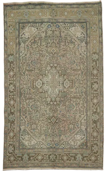 Vintage Muted Pink Distressed Tabriz Persian Area Rug 7'x10'
