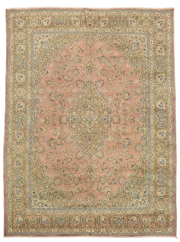 Pink Floral Mashad Persian Area Rug 10x13