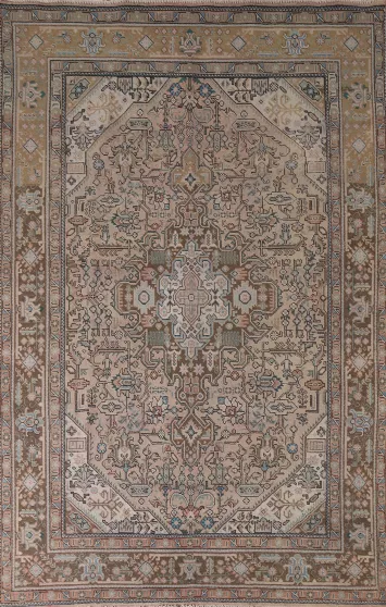Distressed Wool Tabriz Persian Area Rug 6x10