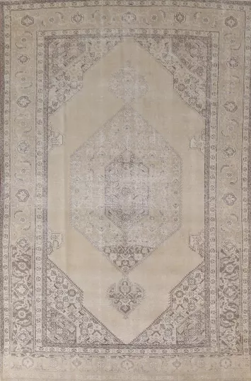 Distressed Wool Mashad Persian Area Rug 8x11