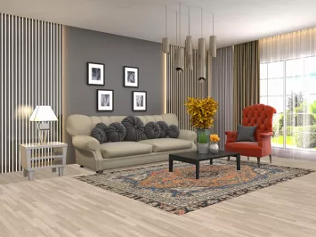 Orange Wool Hamedan Persian Area Rug 6x9