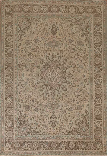 Floral Wool Mashad Persian Area Rug 9x12