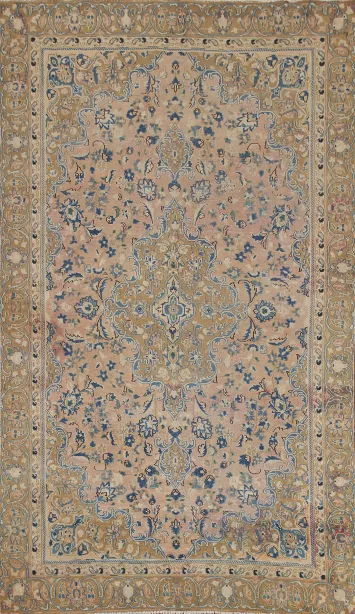 Vintage Floral Mashad Persian Area Rug 6x9