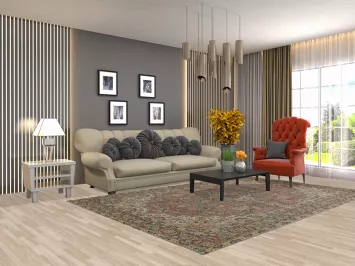 Geometric Pink Tabriz Persian Area Rug 6x10