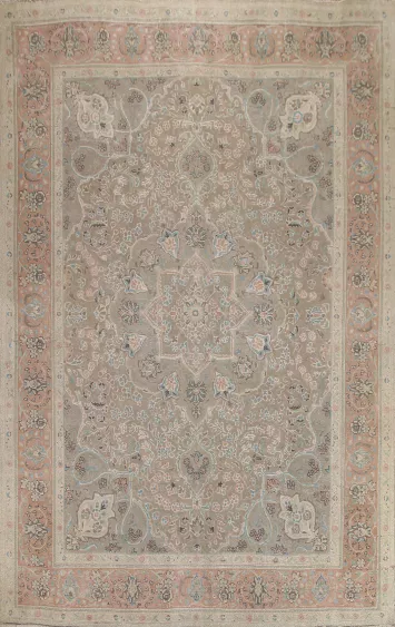 Distressed Floral Tabriz Persian Area Rug 10x13