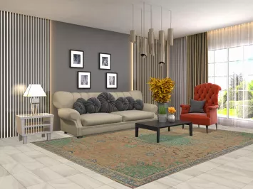 Handmade Floral Mashad Persian Area Rug 7x11