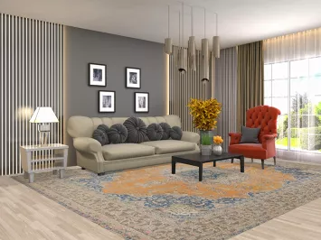 Vintage Floral Mashad Persian Area Rug 9x12