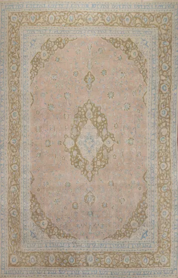 Floral Pink Mashad Persian Area Rug 9x13