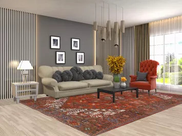 Geometric Wool Heriz Persian Area Rug 8x11