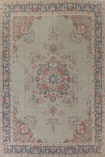 Green Distressed Tabriz Persian Area Rug 10x13