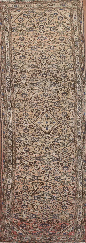 Geometric Hamedan Persian Runner Rug 4x11
