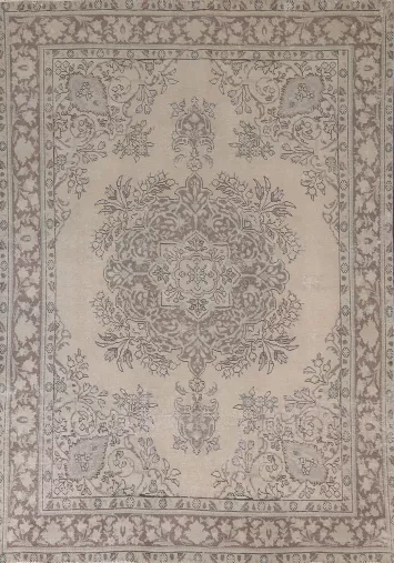 Distressed Wool Tabriz Persian Area Rug 7x9