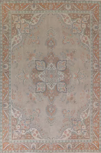 Distressed Wool Tabriz Persian Area Rug 10x13
