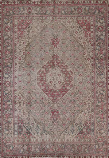 Distressed Geometric Tabriz Persian Area Rug 8x11