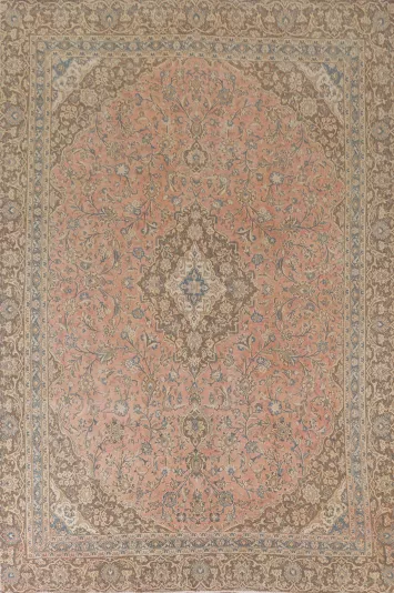 Distressed Pink Mashad Persian Area Rug 8x12