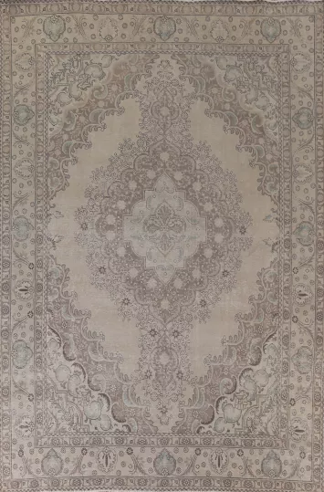 Distressed Wool Tabriz Persian Area Rug 10x12