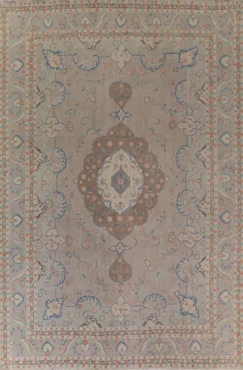 Vintage Floral Tabriz Persian Area Rug 10x13