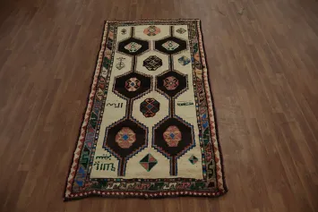 Handcrafted Lori Persian Area Rug 4x7 Showcasing Timeless Geometric Art