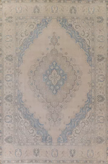 Distressed Wool Tabriz Persian Area Rug 10x13