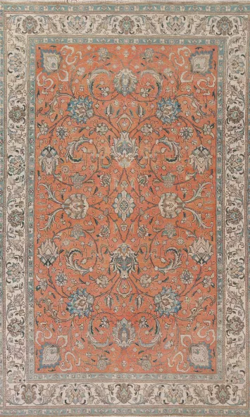 All-Over Floral Tabriz Persian Area Rug 7x11