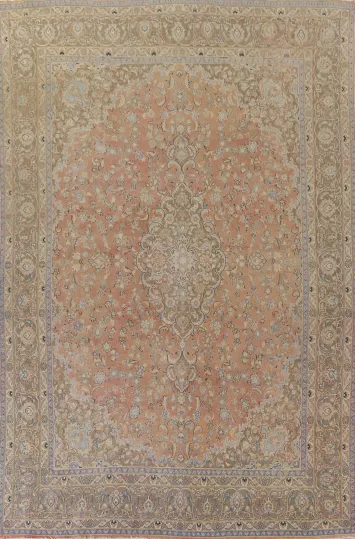 Floral Wool Mashad Persian Area Rug 9x13