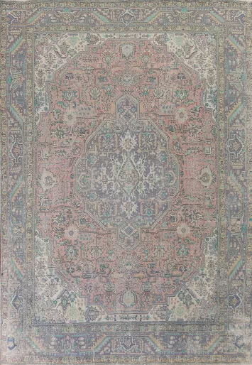 Geometric Wool Tabriz Persian Area Rug 9x12