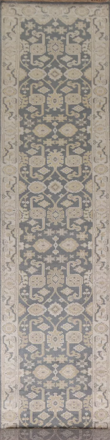 Gray Wool Oushak Oriental Runner Rug 3x16