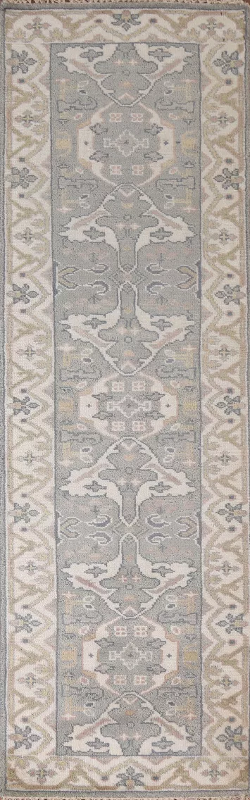 Gray Wool Oushak Oriental Runner Rug 3x10