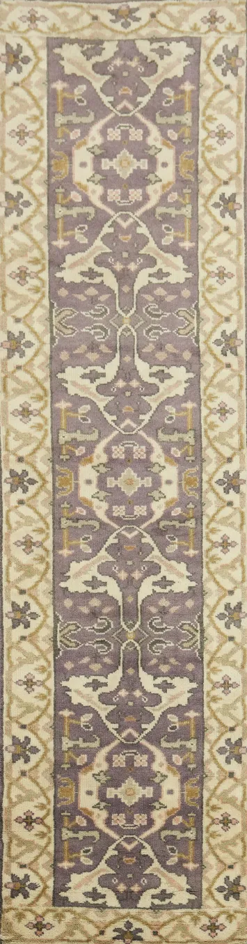 Purple Wool Oushak Oriental Runner Rug 3x10