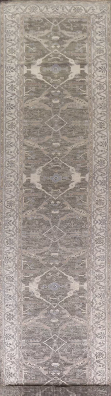 All-Over Wool Oushak Indian Runner Rug 4x21